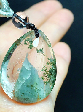 东海水晶天然金字塔绿幽灵水滴吊坠男女款项链坠简约时尚百搭礼物