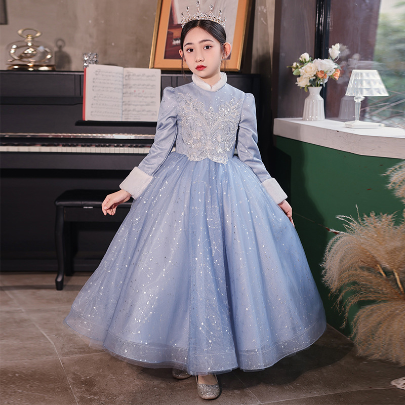 儿童礼服女童轻奢小众秋季小女孩生日公主裙主持人钢琴演出服