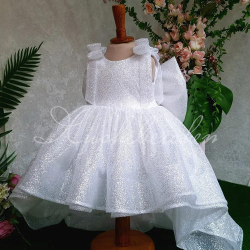 Children's Dress公主裙女童2026新款白色亮片抹胸无袖蓬蓬礼服裙
