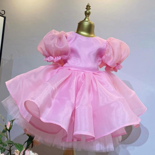Girl princess skirt儿童泡泡袖公主裙粉色中小童女童蓬蓬裙 kids