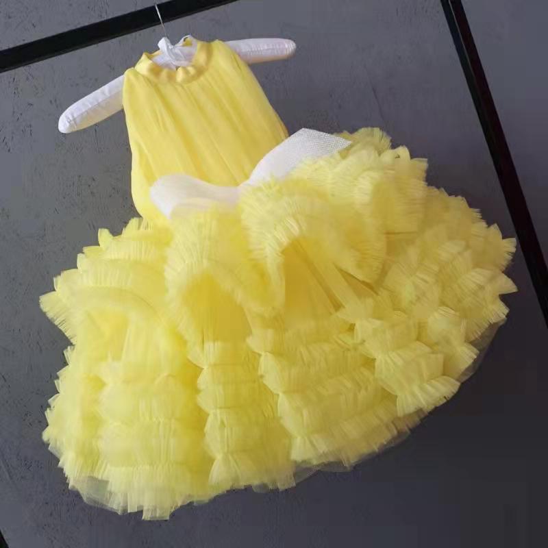 女宝公主裙走秀礼服花童蓬蓬裙演出服装吊带欧美公主裙子