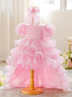 优雅的蛋糕层派对婴儿女孩礼服幼儿公主1岁生日洗礼舞会礼服儿童