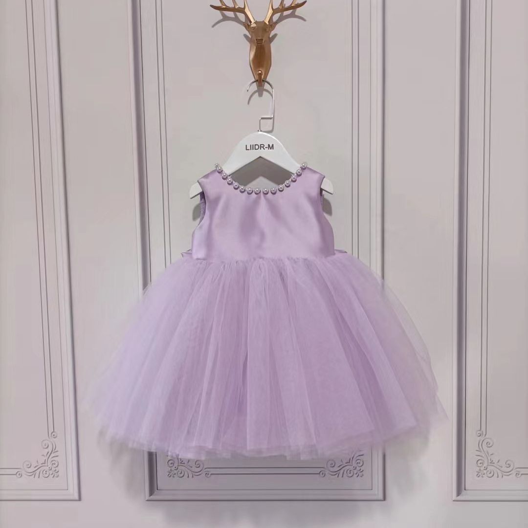 跨境女童公主裙儿童婚纱花童礼服裙主持人钢琴演出服蓬蓬纱裙主持