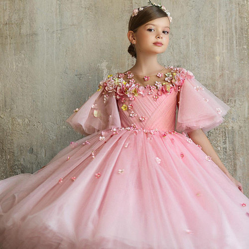 儿童礼服女童欧美跨境粉色蓬蓬公主裙 Princess Baby Girls Dress