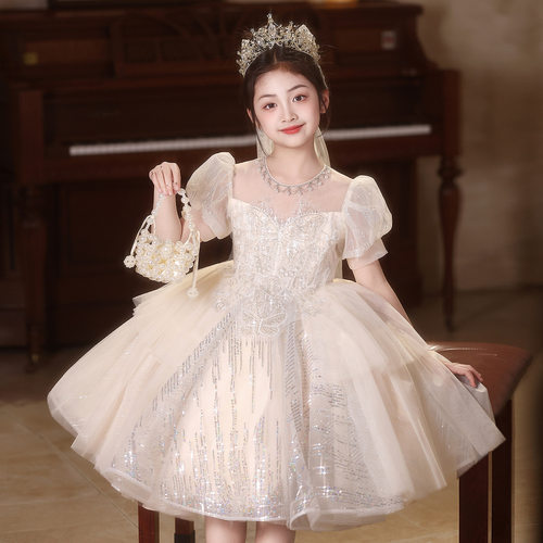 女童晚礼服小众气质小主持儿童生日公主裙钢琴演奏演出服
