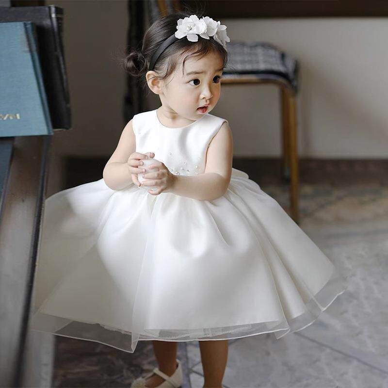 女童周岁宴礼服女宝宝洋气礼服儿童抓周花童婚礼公主裙蓬蓬纱礼服