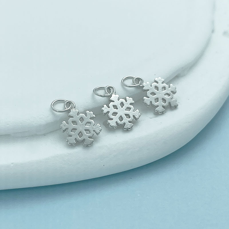 S925纯银饰圣诞雪花吊坠加圈挂件