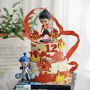 飾擺件風火輪紅色混天綾兒童男孩生日裝 網(wǎng)紅哪吒敖丙蛋糕裝 扮插件