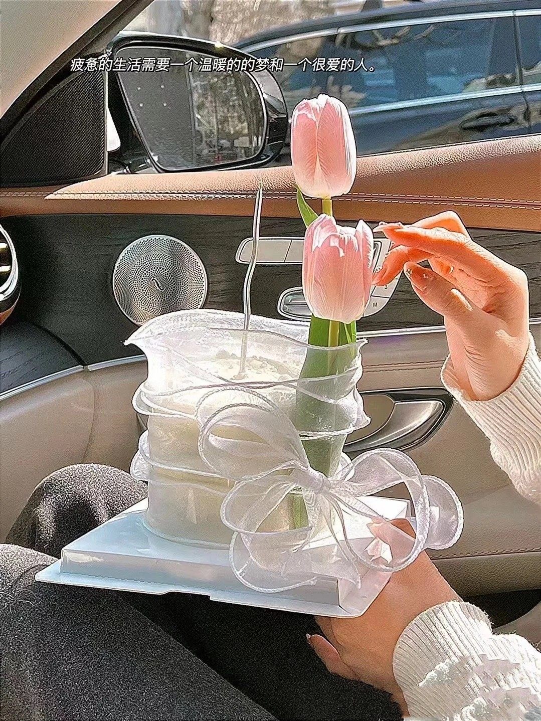 母亲节郁金香花束蛋糕装饰摆件图片