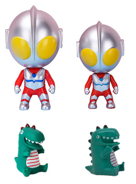 大头奥特曼打怪兽绿色恐龙蛋糕装饰摆件儿童卡通生日蛋糕甜品装扮