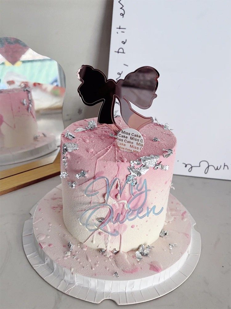 母亲节蛋糕装饰蝴蝶结亚克力