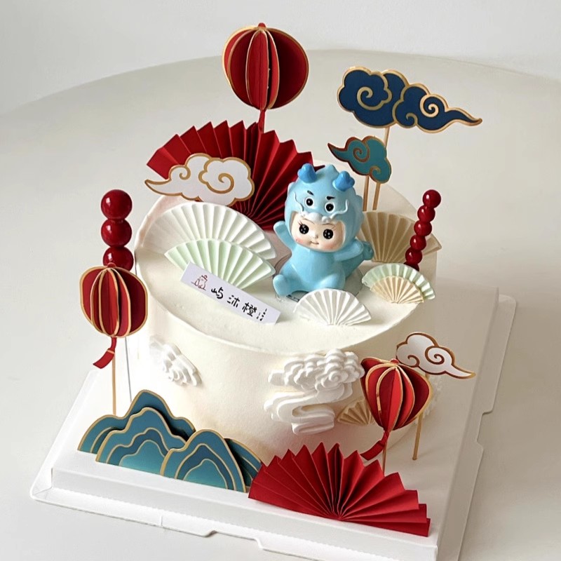 网红龙宝宝周岁百天生日蛋糕装饰