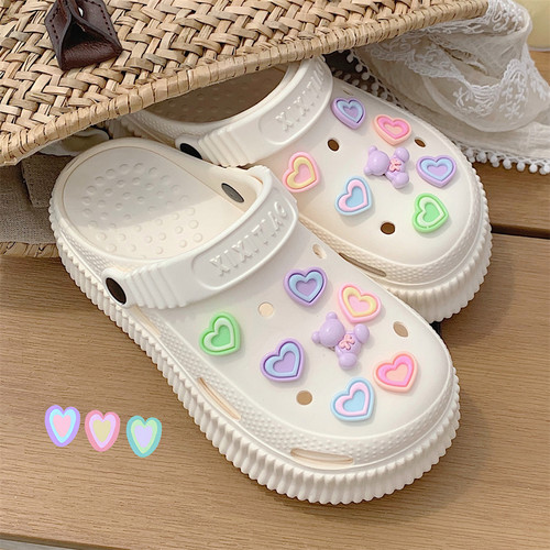 细细条彩色卡通少女心防滑洞洞鞋