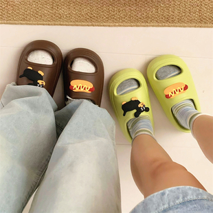 一字情侣休闲可爱学生趣味狗狗凉拖鞋软厚底男女夏季百搭舒适拖鞋