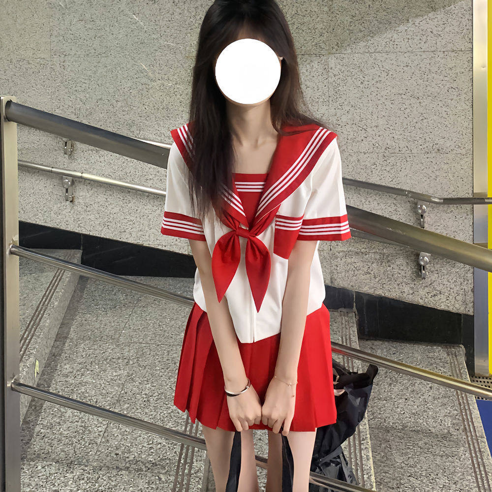 【神北JK】原创jk日系可爱软妹红色jk制服学院风水手服女套装校服