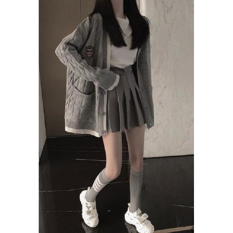 秋冬季开学衣服jk制服减龄盐系炸街学院风毛衣百褶裙子两件套装女