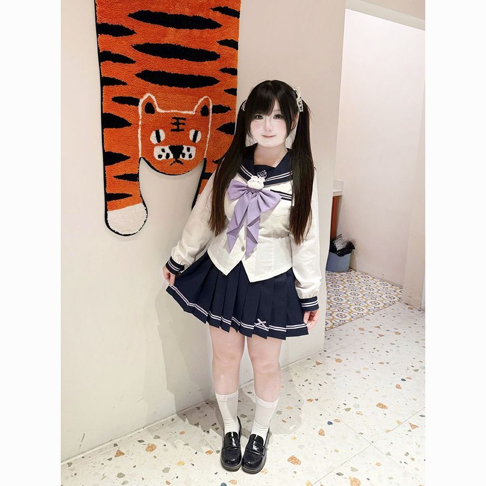 学院风jk大码水手服【紫藤鸢】正版原创校供日系长袖收腰制服套装 - 实物图