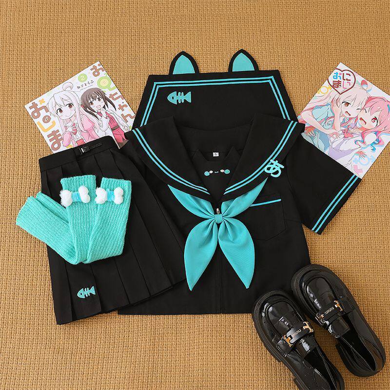 萌萌纪原创jk制服小猫初音色水手服套装女生短长袖学院风百褶裙子