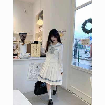 lulu制服馆小栀白色收腰水手服长袖日系学院风JK制服套装原创正版