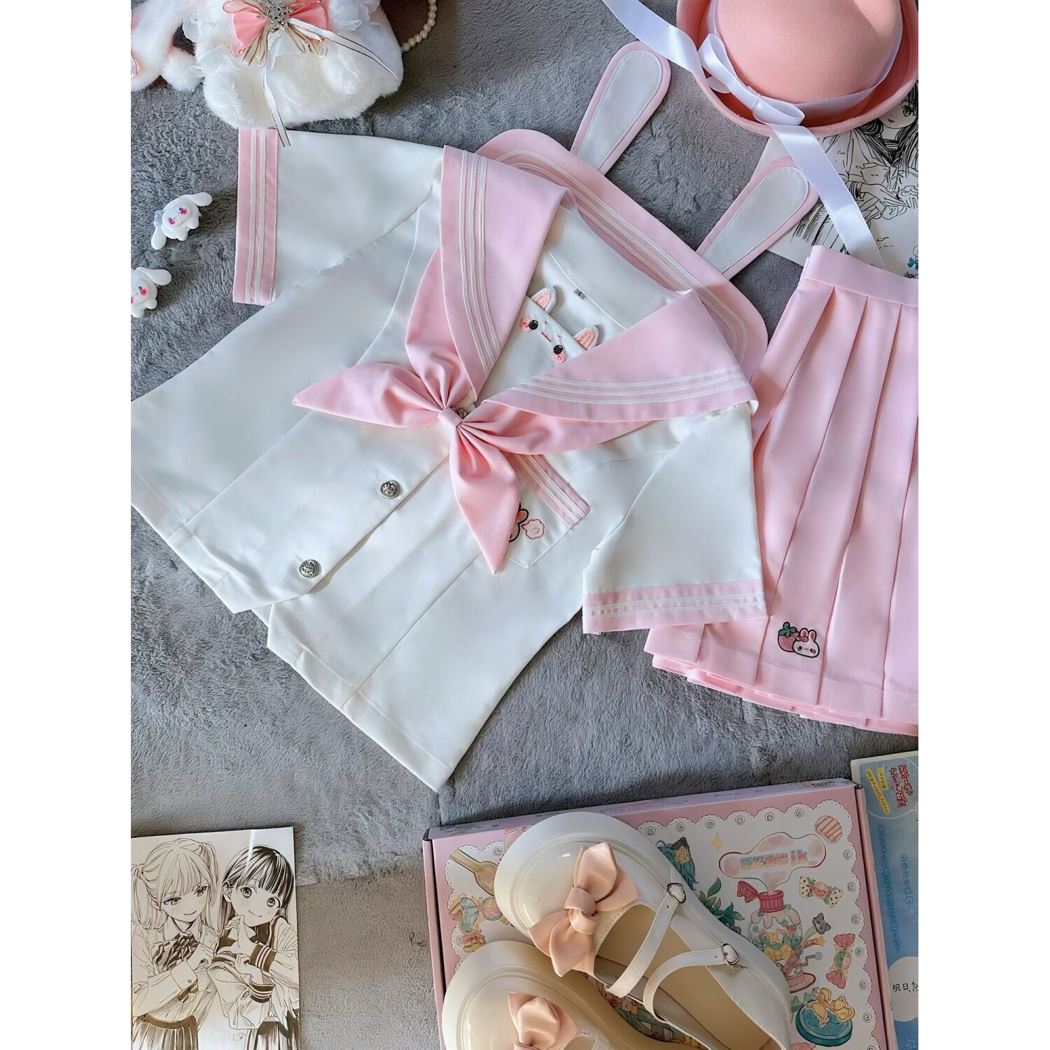 糖果物语原创兔莓物语jk制服幼稚园软妹可爱收腰款水手服日系套装