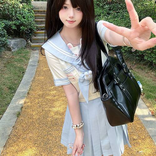 甜嗑jk原创正品欧咪兔日系水手服制服女软萌可爱校园风长短袖套装