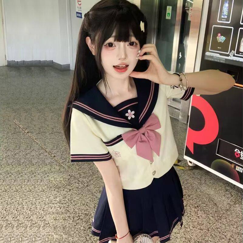 小野原创水手服jk制服短袖正版日系夏秋基础学生学院风中间套装