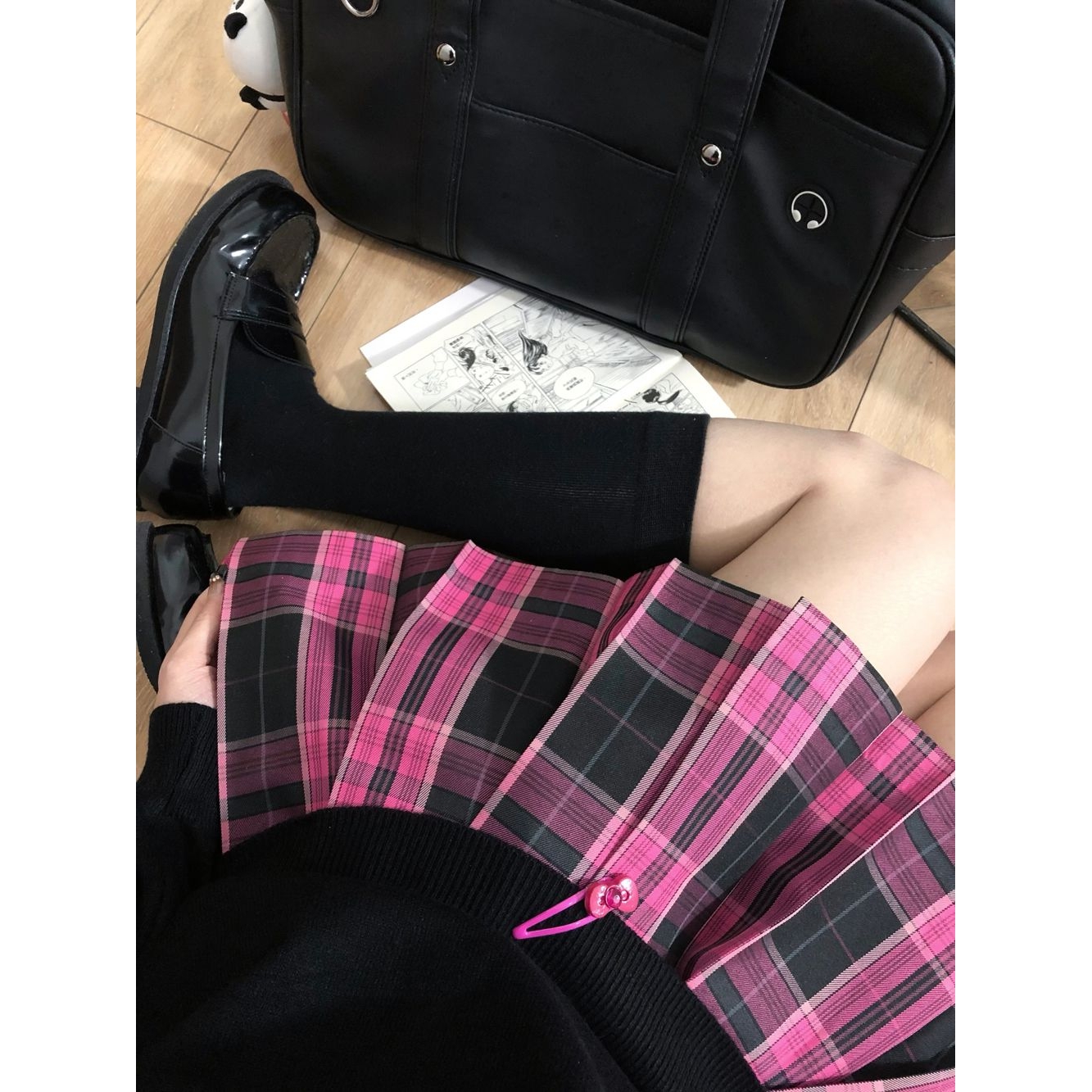 空栗鼠丸【少女心事】原创正版jk格裙玫红色学院风校供百褶短裙女