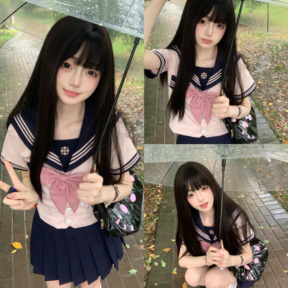 【樱花女中】西夜家原创粉色jk制服水手服校供学院风夏季短袖套装