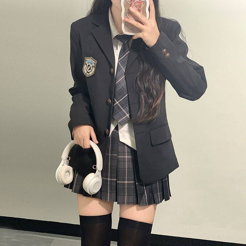 jk制服小西服套装女秋季款外套学院风校供感短款洋气长西服女外套