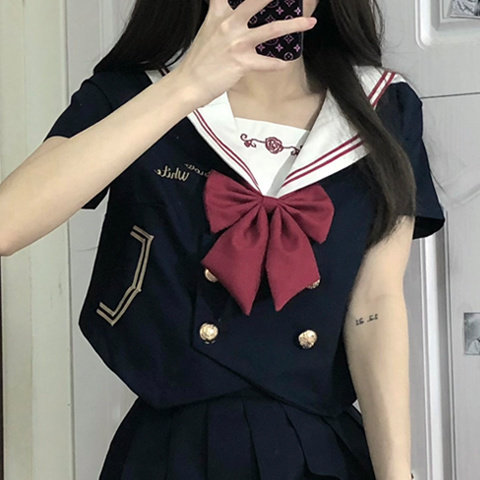 原创正统JK制服水手服日系学院风长短袖套装校班服春夏新款校供女