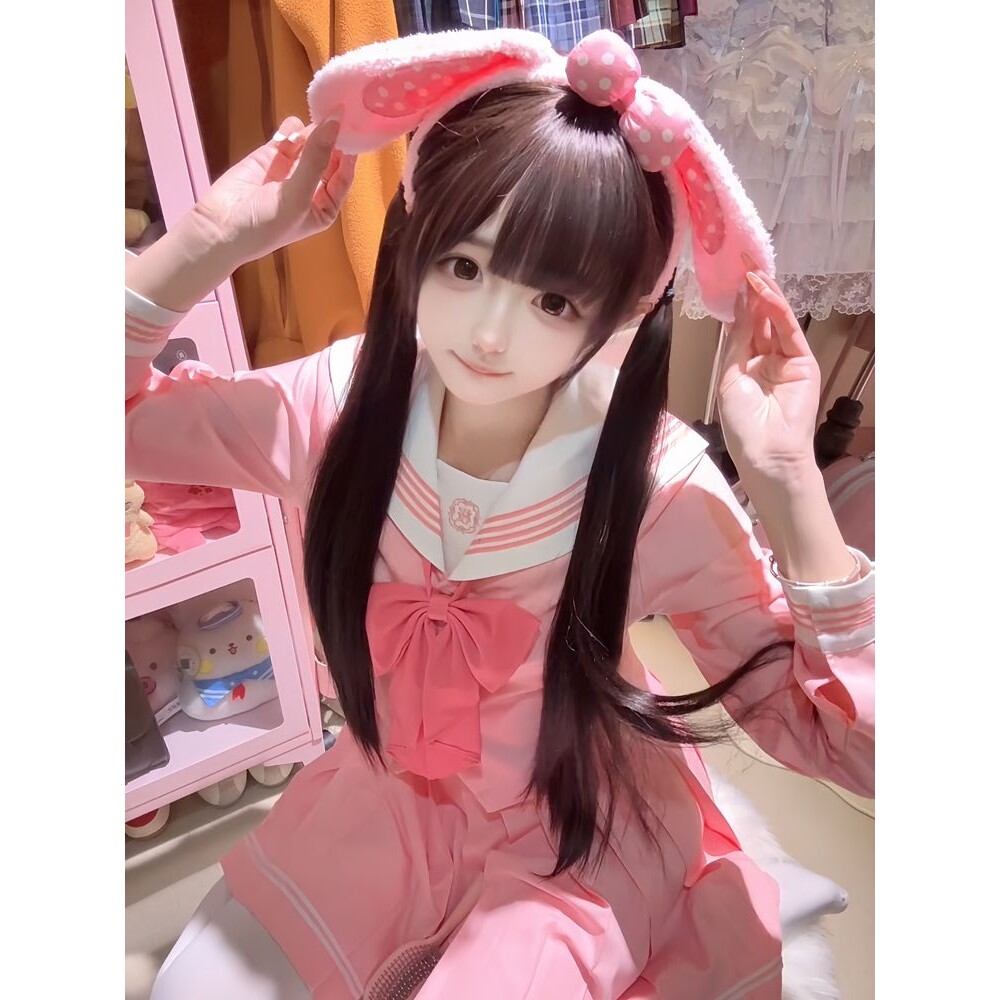 甜嗑【小黛】原创正版jk制服女日系学院风水手服粉色长袖刺绣套装