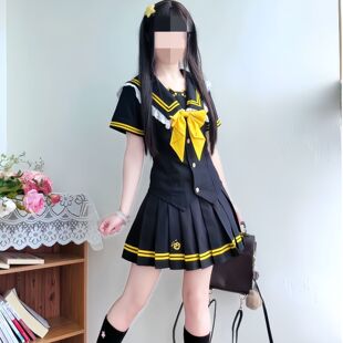 川海阁jk【黑喵金铃】原创正版水手服黑金色学院风甜美可爱套装