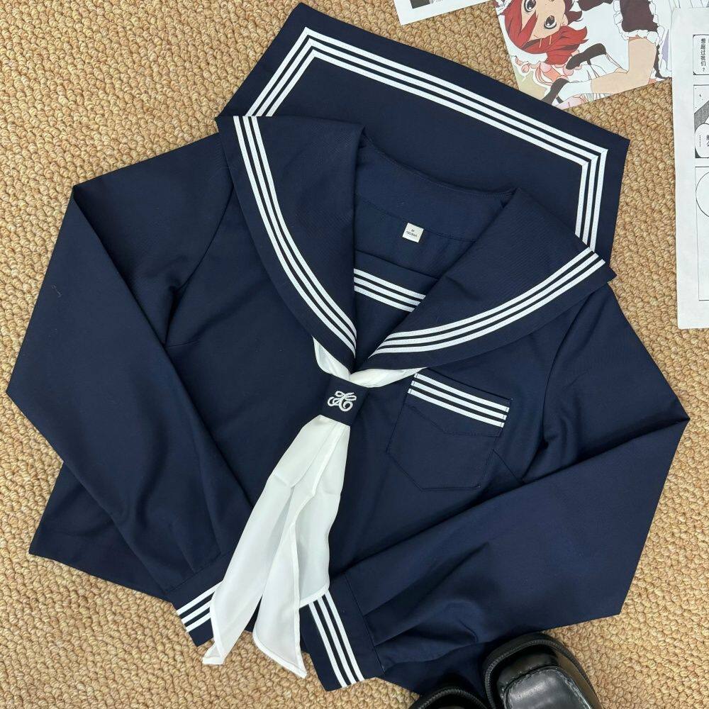知半城正统jk制服基础款套装新绀三本学院风校供水手中间服长短袖