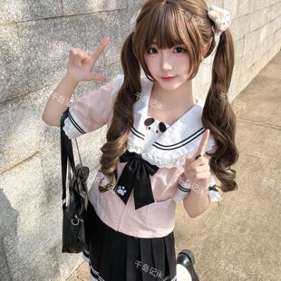 千岛记【萌骨記】原创设计可爱校供水手服百褶裙收腰JK制服套装女