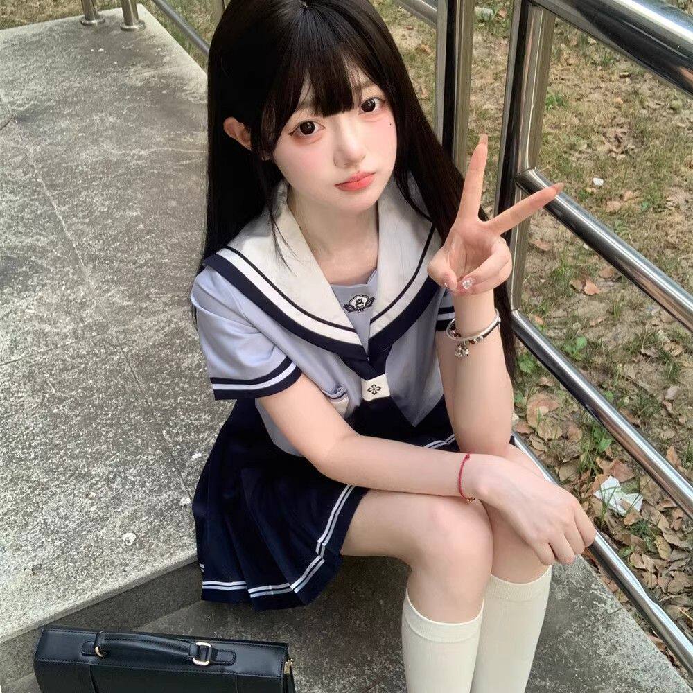 夏季jk正版日系原创樱花JK水手服三本基础短袖学院制服套装女