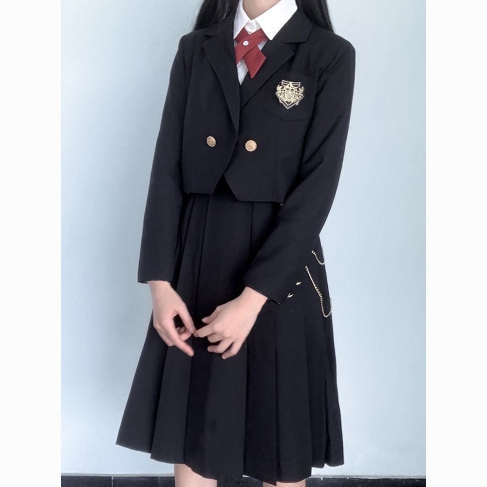 初春裙jk制服背带裙衬衫学院风连衣裙女中学生朗诵演出服班服套装