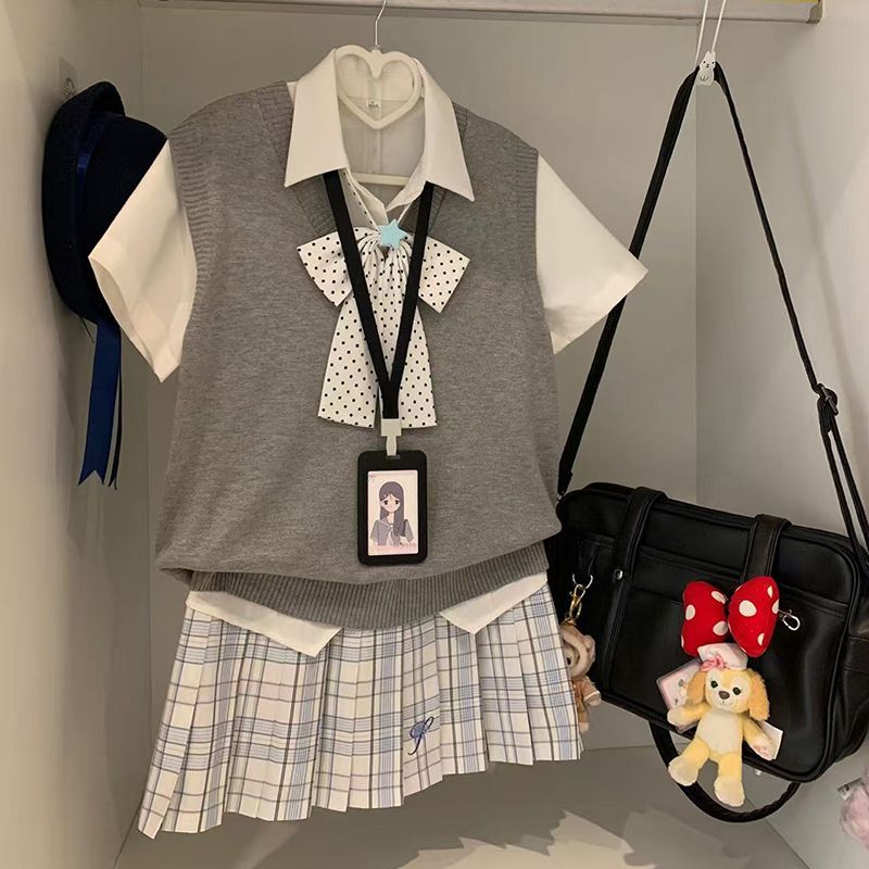 【限时活动马甲套装】绊JK原创JK制服背心马甲格裙套装学院风穿搭 - 实物图