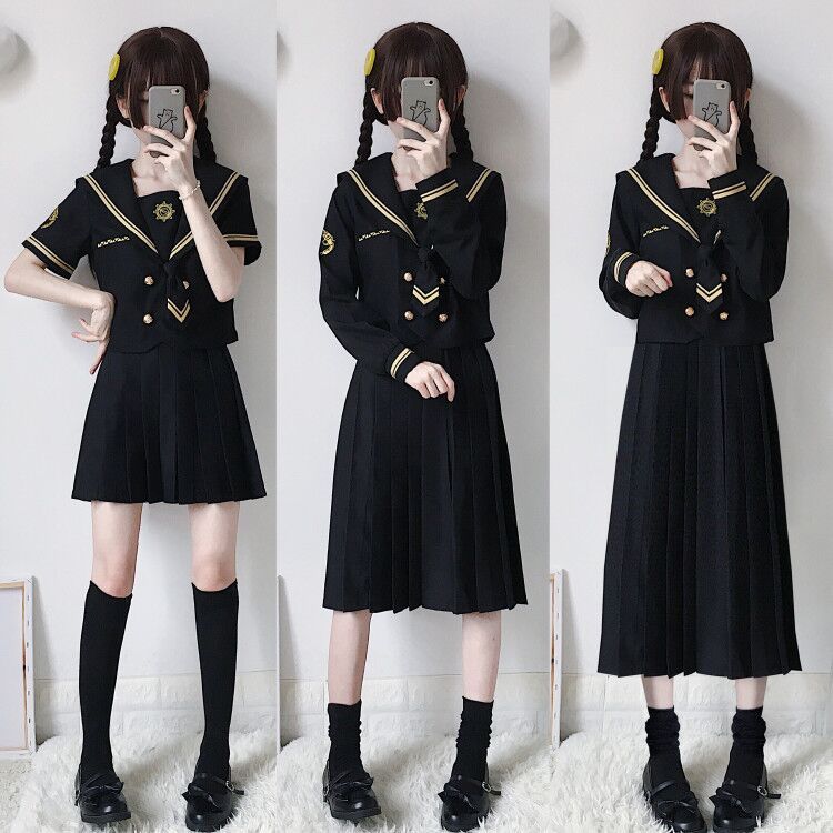 现货火枪手正统jk制服日本学生校服暗黑水手服不良长裙学院风套装