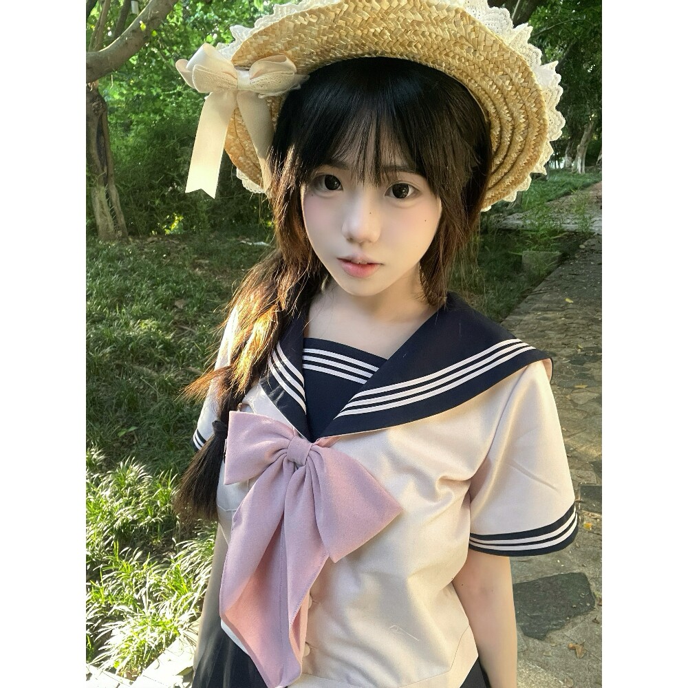 知半城jk制服原创粉绀三本水手服基础款日系学院风裙子套装女学生