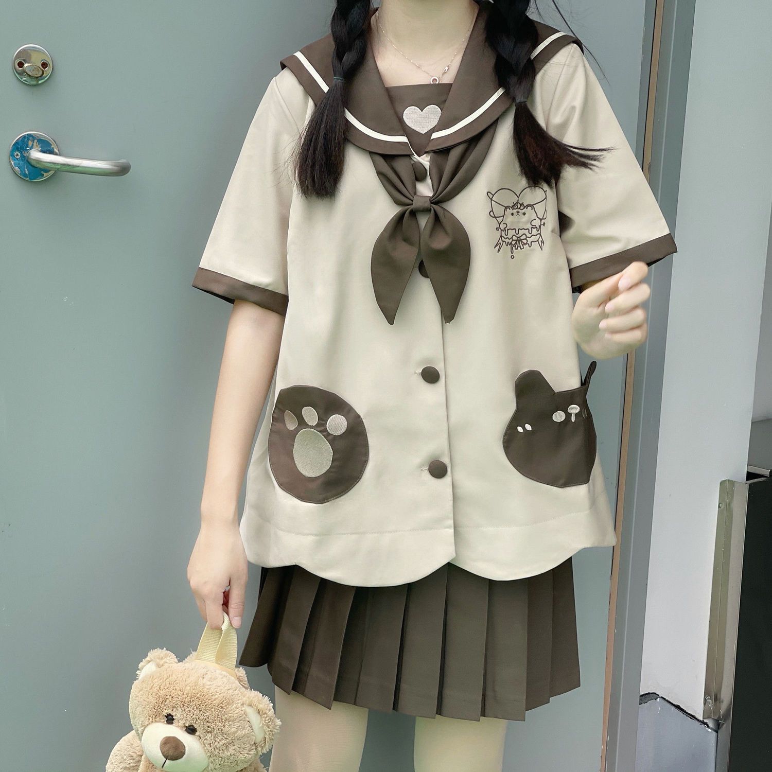 【酱仔可可】木子酱原创可爱幼稚园JK制服春夏新款长袖单层水手服