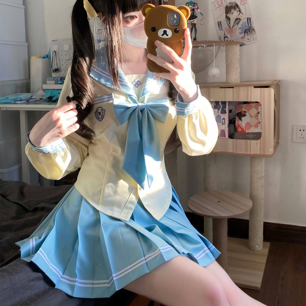 「泉盐女子」妖娘家原创正版蓝色jk制服套装日系水手服长短袖校供