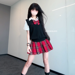 【炽焰】风吹麦香jk制服格裙原创正版红色半身裙春夏季显瘦