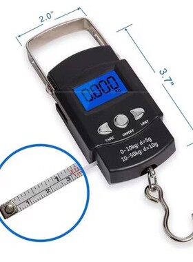 398包邮便携式带卷尺挂钩秤 升级背光葫芦手提秤葫芦秤电子秤50kg