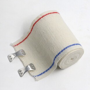 加厚弹力纯棉平纹绷带红十字会教学氨纶皱纹绷带急救配件可反复用