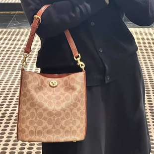 美国奥莱免税折扣直采发财水桶包经典 老花手提包单肩斜挎包袋配件