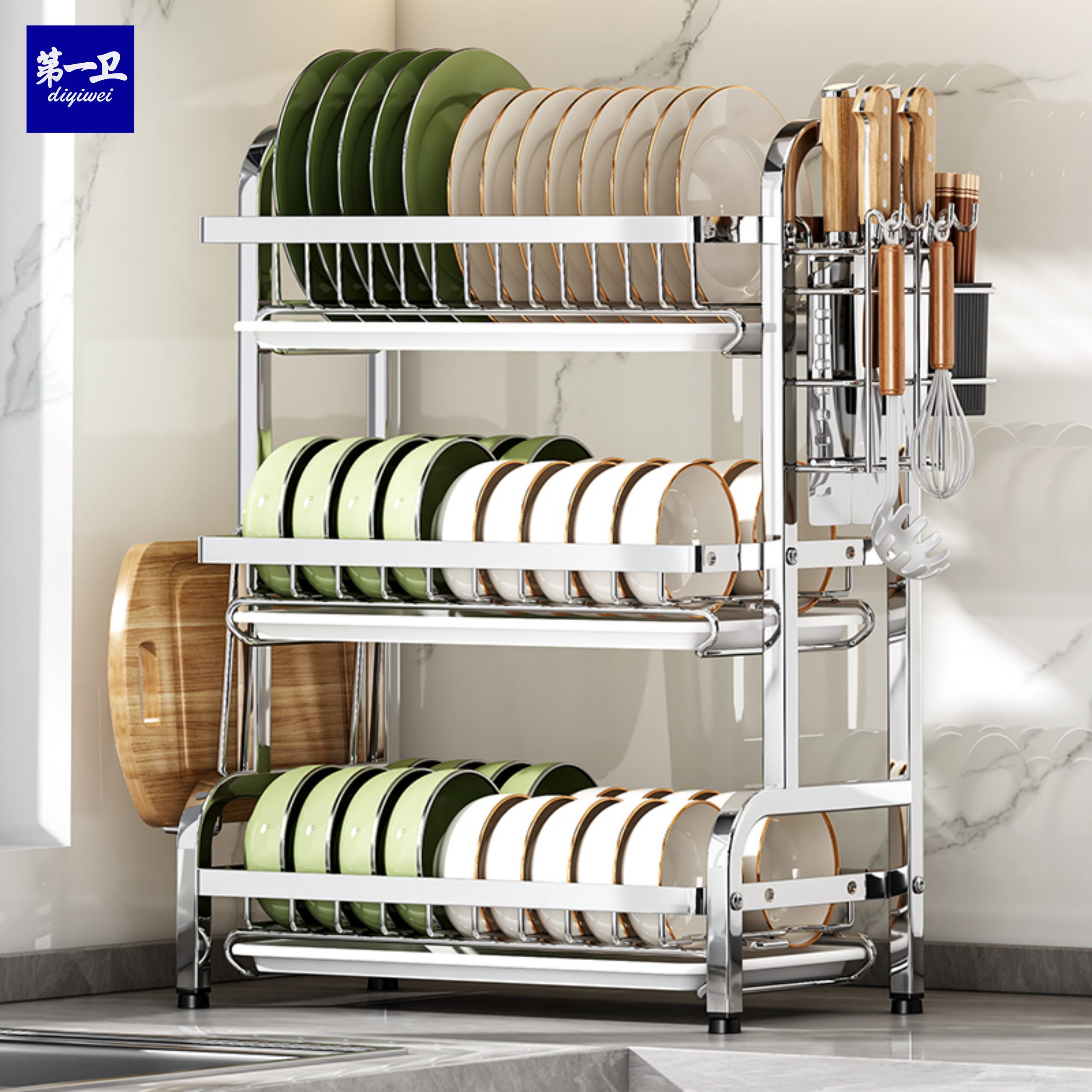 不锈钢厨房碗架多功能置物架