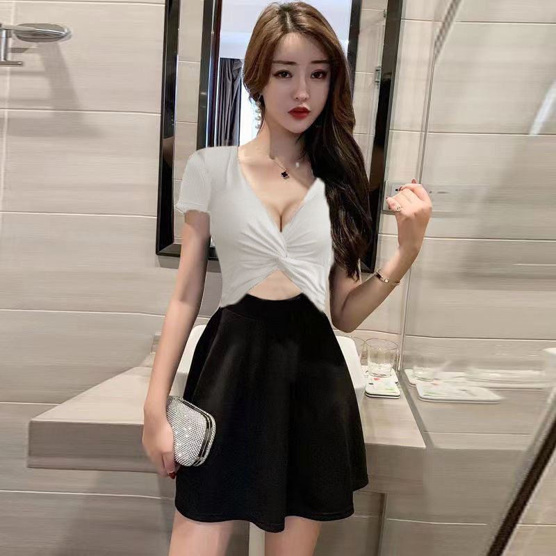 夜场工作服套装夏季2026新款性感纱拼接修身显瘦包臀低胸连衣裙女