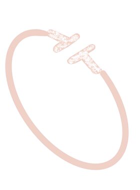 【高版】满钻双t手镯18K金钻石白贝母开口光面款半钻玫瑰金t字