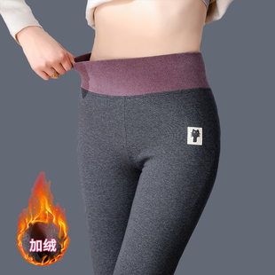 保暖棉裤 秋冬季 紧身大码 女外穿加绒加厚高腰秋裤 子 纯棉黑色打底裤