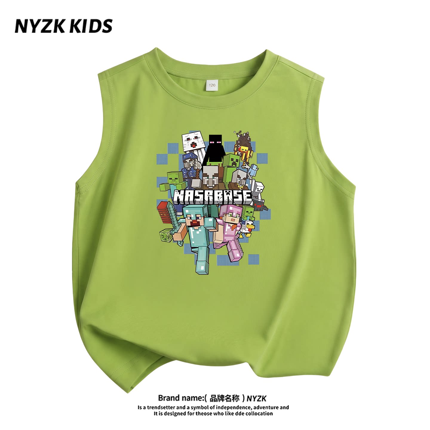 Nyzk我的世界男童背心夏季纯棉a类酷帅外穿上衣儿童中大童无袖T恤